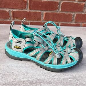Woman’s Keen Whisper Teal Aqua Waterproof Watet‎ Hiking Sandel’s Sz 8.5
